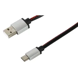 USB Ladekabel USB-A-Stecker > USB Typ C Stecker Leder schwarz 0,9m
