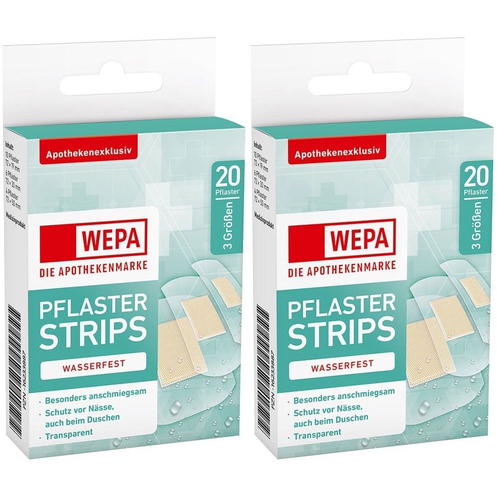 Wepa Pflasterstrips wasserfest 3 Größen 2x 2x20 St Pflaster