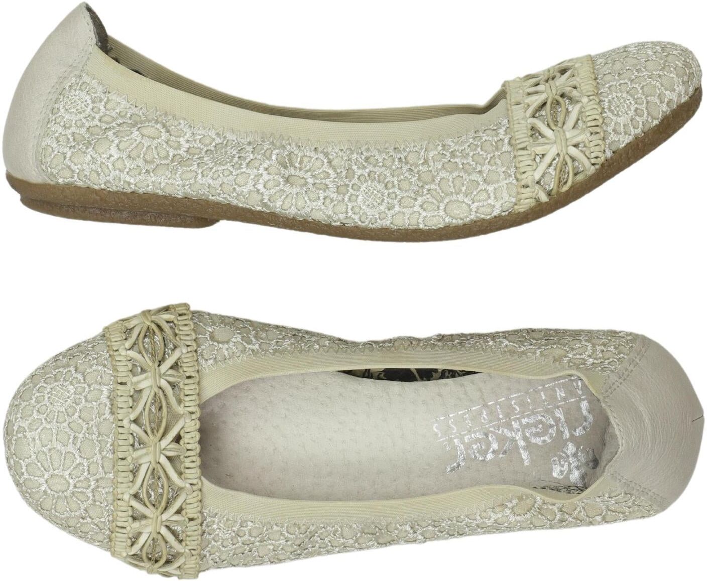 Rieker Damen Ballerina, Cremeweiß, Gr. EU 37, Kunstleder - Second Hand