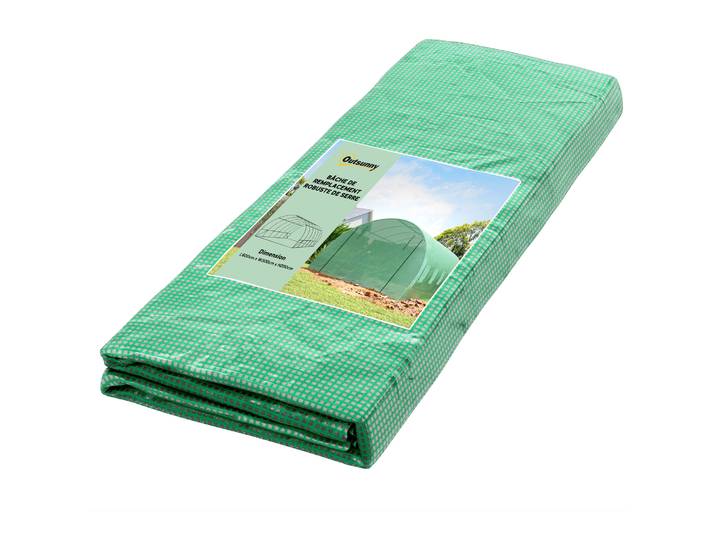 Outsunny Bâche de Rechange Serre Tunnel 18 m², bâche 6 x 3 x 2 m PE Anti-UV imperméable 12 fenêtres + Porte Enroulable zippée vert