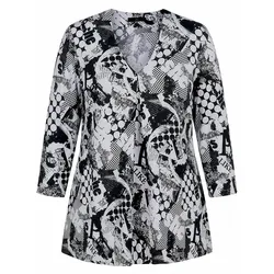 Long-Bluse V-Ausschnitt Emilia Lay schwarz, 50