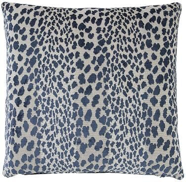 "Cheetah Velvet Pillow - Indigo 12"" x 20"" - Ballard Designs"
