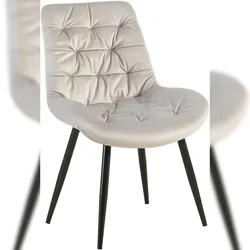 Décoshop26 - Esszimmerstuhl x1 in grauem Samt mit schwarzem Metallgestell Komfort & zeitlose Eleganz 10_0007227