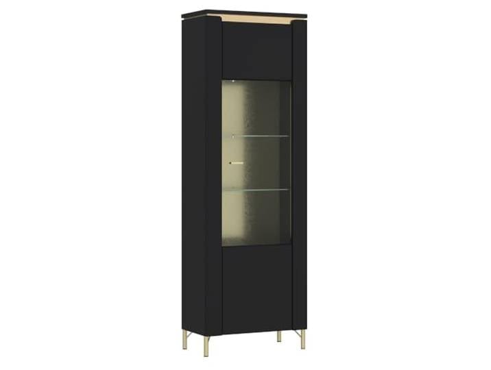 Lomadox Vitrine in schwarz matt mit goldfarbenen Akzenten