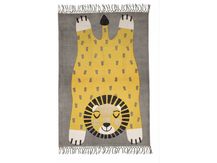 Kinderteppich Hannelore Yellow Baumwolle Tiermuster 110 x 170 cm