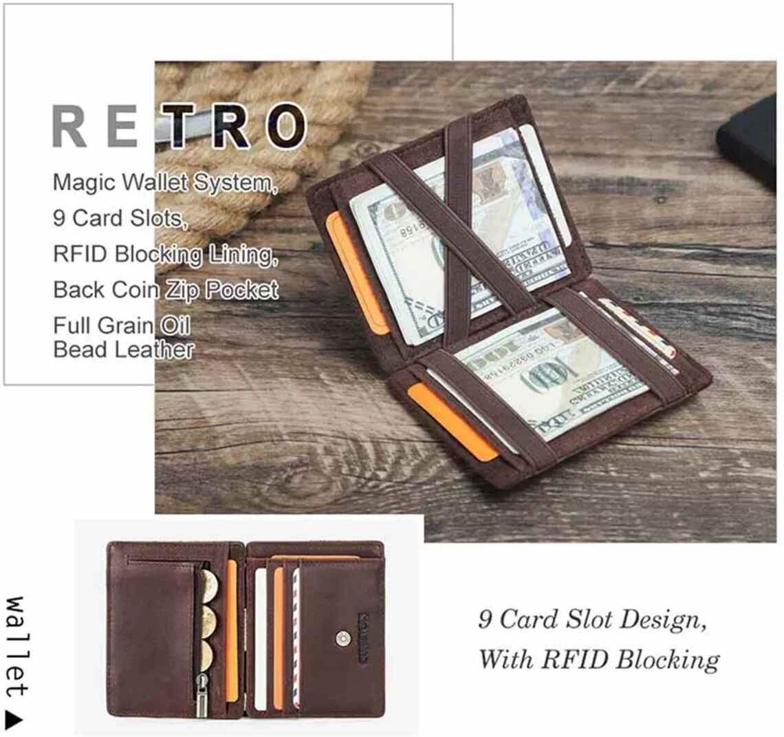 INF Rot-Braunes Anti-RFID Kunstleder Kartenhalter Portemonnaie - Schlank & Sicher
