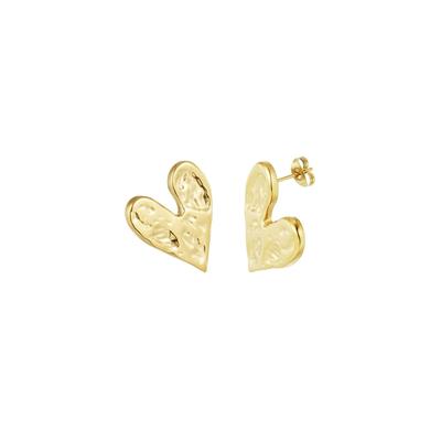 Paar Ohrstecker ADELIA´S "LIVAYA Herz - Ohrringe Ohrstecker aus Edelstahl", Damen, Gr. Damen, Edelstahl, gold (goldfarben), Ohrringe, Stylisch durch die unregelmäßig strukturierte Herzform