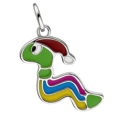 Kettenanhänger JOBO "Anhänger Kinderanhänger Wurm Regenwurm", bunt (mehrfarbig), Schmuckanhänger, Mädchen, Silber 925 (Sterlingsilber), Kettenanhänger, 925 Silber bunt emailliert