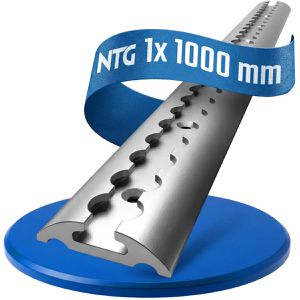 NTG Airlineschiene Standard, zum Kleben & Schrauben, 100 cm, aus Aluminium, silber, halbrund