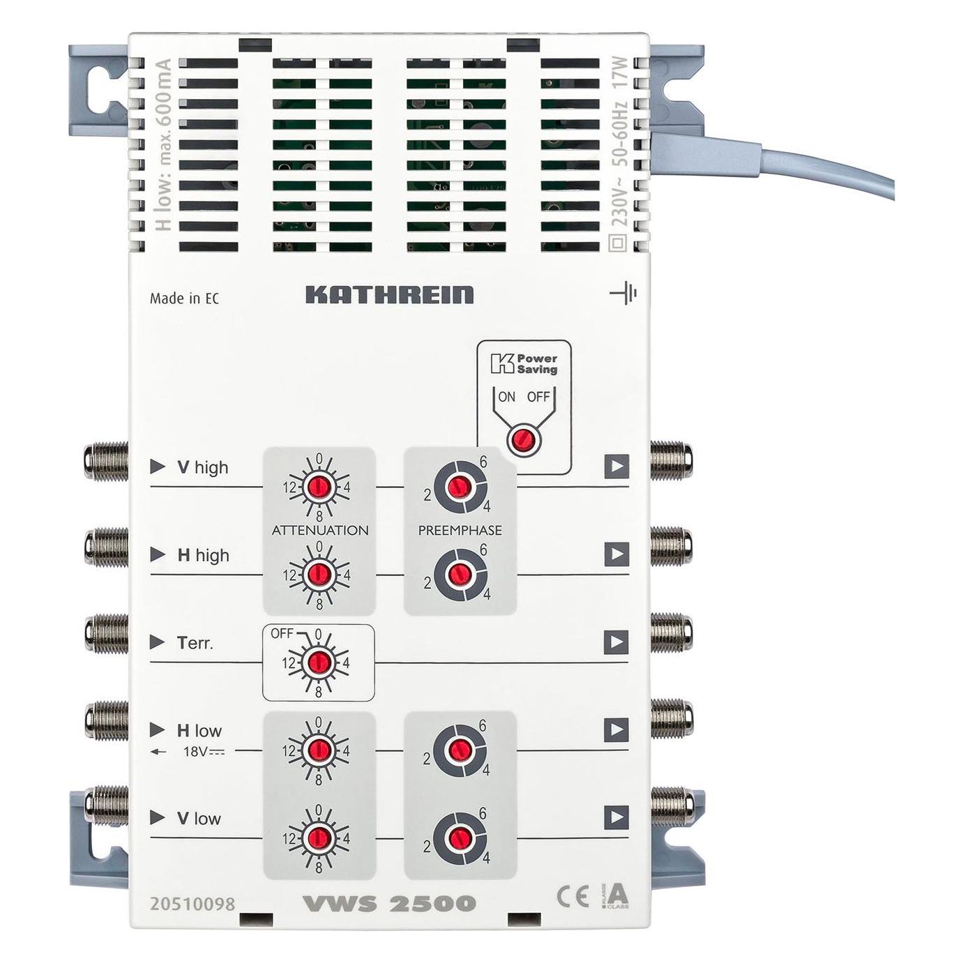 Kathrein SAT Multischalter VWS 2500 Eingänge (Multischalter): 5 (4 SAT/1 terrestrisch) (Multischalter) (20510098)