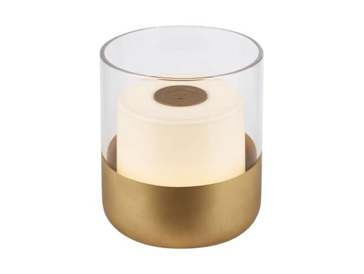 BRILONER – Mini LED Tischlampe Kabellos mit Glas, Dimmbare Nachttischlampe Touch, Schreibtischlampe, Leselampe, Tischleuchte Outdoor & Indoor, Camping Lampe, Warmweißes Licht, 9x10 cm, Goldfarbig