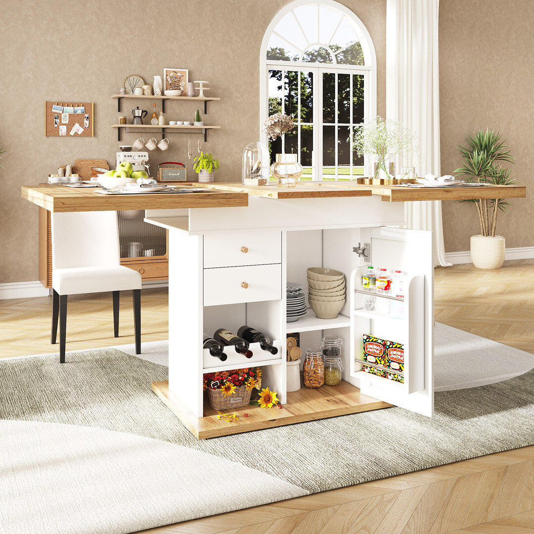 Latitude Run 140 " Extendable Rectangular Dining Table White