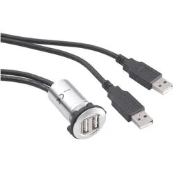 Tru Components Doppeleinbaubuchse 2.0, Elektronikkabel + Stecker, Grau