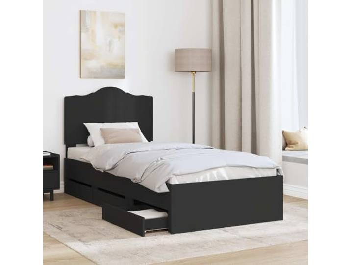 SKTQYQO Bettgestell, schwarz, 90 x 200 cm, aus technischem Holz Minimalistisches rechteckiges Design, klare Linien, modernes Zimmer, Einzelbett