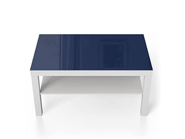 DEQORI Glastisch weiß groß 90x50 cm Unifarben - Dunkelblau ausgefallener Beistelltisch aus Glas Hochglanz Couchtisch fürs Wohnzimmer moderner Couch Tisch mit Design