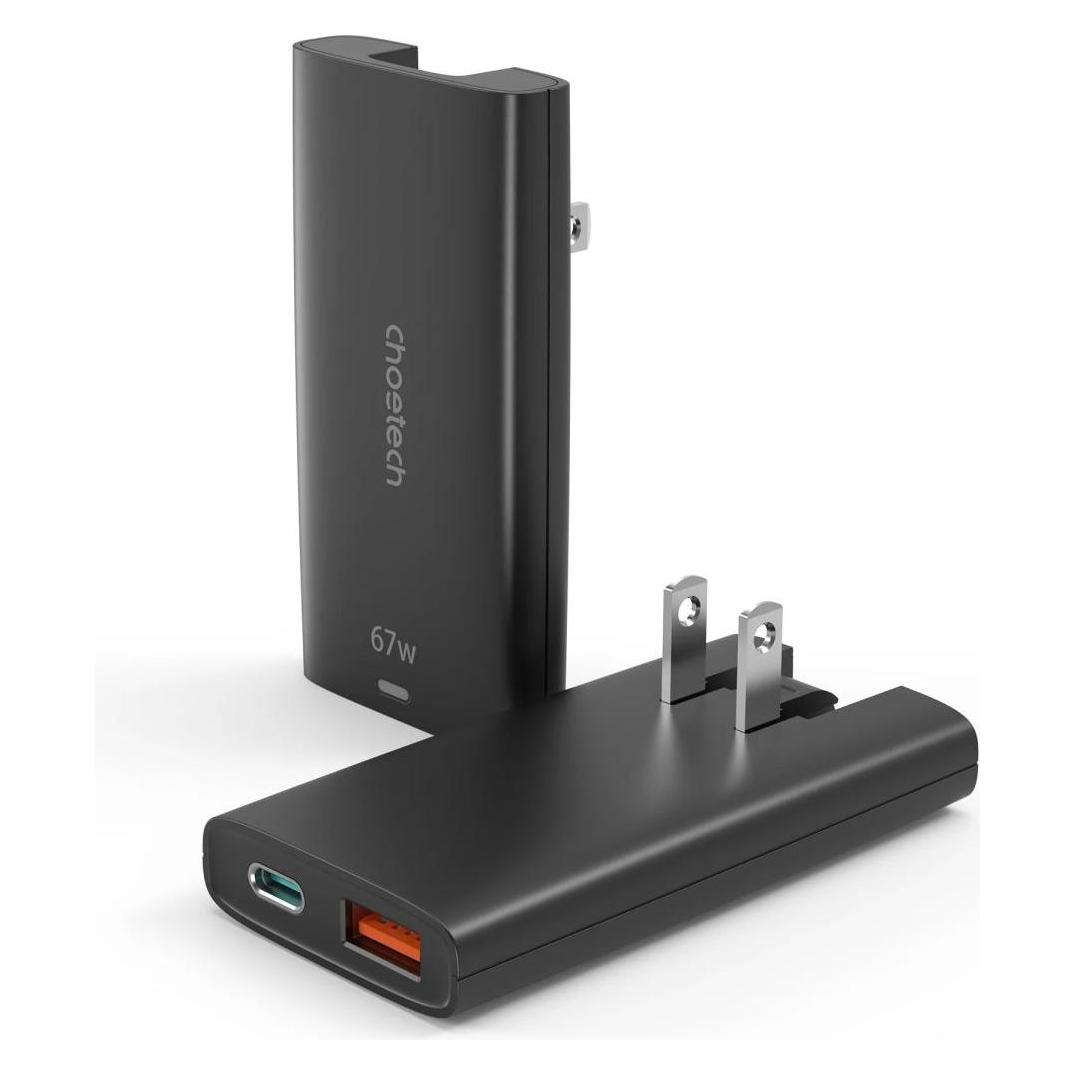 Choetech USB-C und USB-A GaN Fast Charger (65 W, 2 Ports) (PD6011BK)