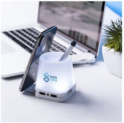 Porte-crayons publicitaire USB Belind blanc