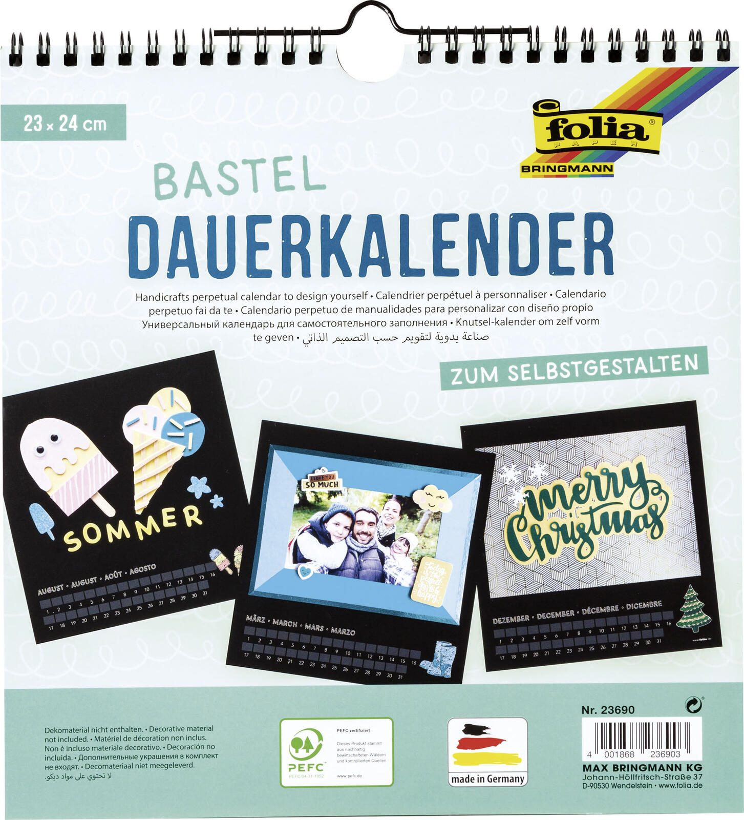 folia Kalender zum Selbstgestalten 23,0 x 24,0 cm schwarz 23690
