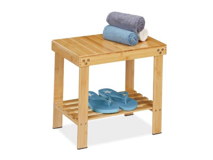 Relaxdays Badhocker aus Bambus