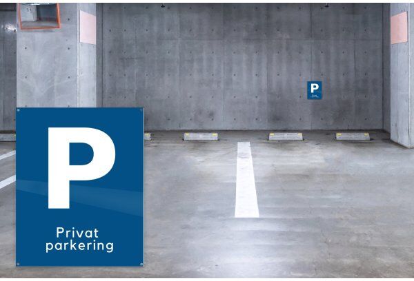 Securit Skilt   P + Privat Parkering   20x25 Cm