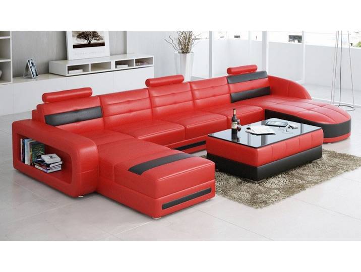 Xlmoebel Ecksofa Designer PISA Wohnlandschaft aus Leder mit USB-Anschluss, Hergestellt in Europa