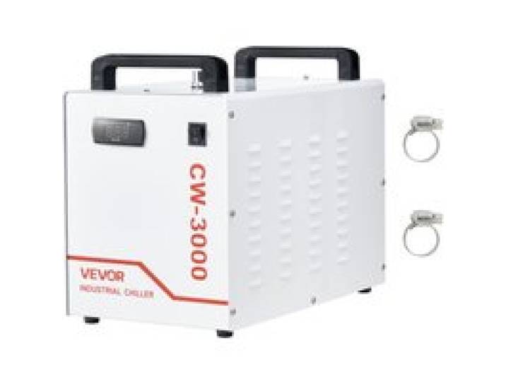 VEVOR Industrieller Wasserkühler CW-3000, Luftkühlsystem mit 9-Liter-Wassertank, maximale Durchflussrate 10 L/min, mit Hochgeschwindigkeitslüfter, für 40–60 W Graviermaschinen