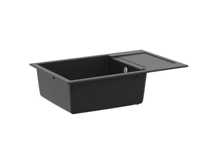 KGTKGTYER Küchenspüle 780 x 500 mm Einbauspüle Quarz Harz Schwarz Hitzebeständig bis 280 C, Kratzfeste Oberfläche, Inklusive Abflussset