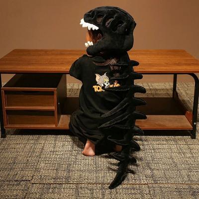 Inspired Finds Dinosaur Skeleton Headgear Pillow Plush Dino Costume Cushion For Cosplay Parties And Sofa Lounging black 3.77 Ft