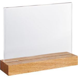 Böttcher-AG Tischaufsteller A6 quer, aus Acryl, T-Form, beidseitig, mit Holzsockel