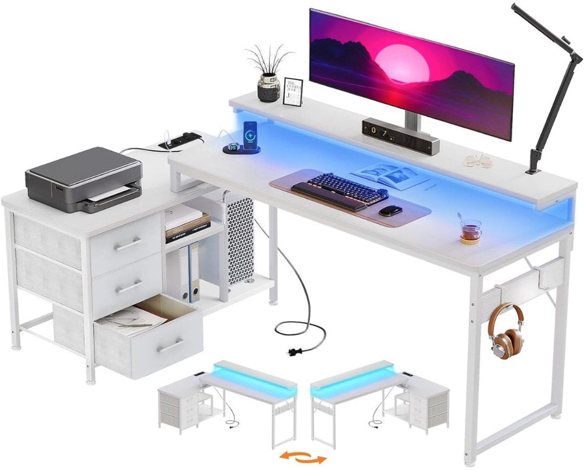 Merkloos L-vormig Gaming Hoekbureau voor Computer en Home Office