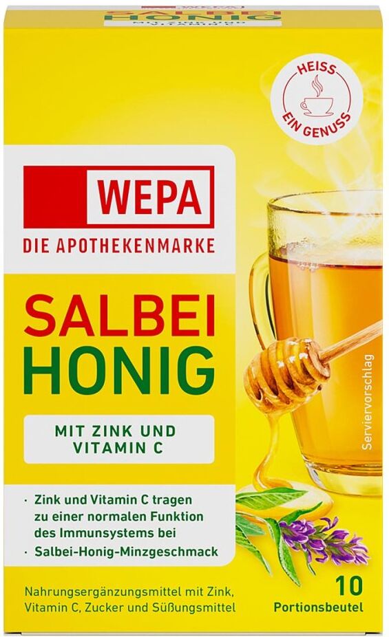 Apoday heisser Salbei+Honig+Vitamin C+Zink Pulver 10X10g
