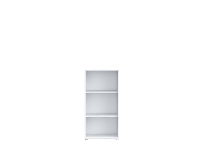 möbelando Regal >TEMPRA2< Das weiße Regal TEMPRA2 (54x111,1x34,8 cm) bietet 3 offene Fächer, belastbaren Oberboden (20 kg) und Aluminiumfarbige Füße. Zerlegt geliefert, modernes Design.