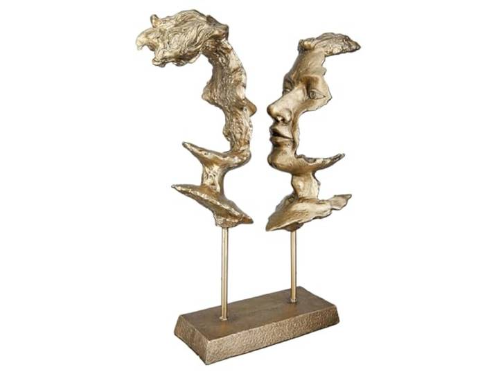 Casablanca Deko goldene Figur Skulptur - Dekofigur Gesicht aus Kunstharz Farbe: Gold - Dekoration Geschenk Geburtstag Höhe 31 cm