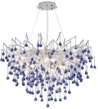 Inspire Select Modern Branch Crystal Chandelier Luxury Pink & Blue Teardrop Hanging Ceiling Light blue Diameter 15.7 In neutral Light
