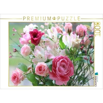 CALVENDO Puzzle Blumenstrauß mit Rosen, Ranunkel und Inkalilien | 1000 Teile Lege-Größe 64x48cm Foto-Puzzle für glückliche Stunden