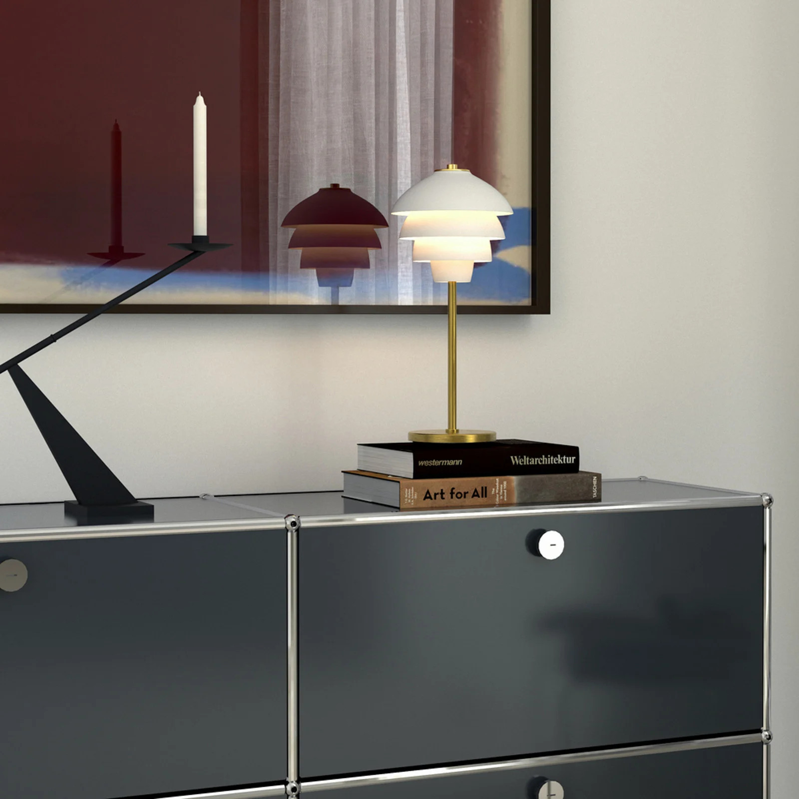 Belid Valencia tafellamp - Wit/Messing - Hoogte: 41 cm