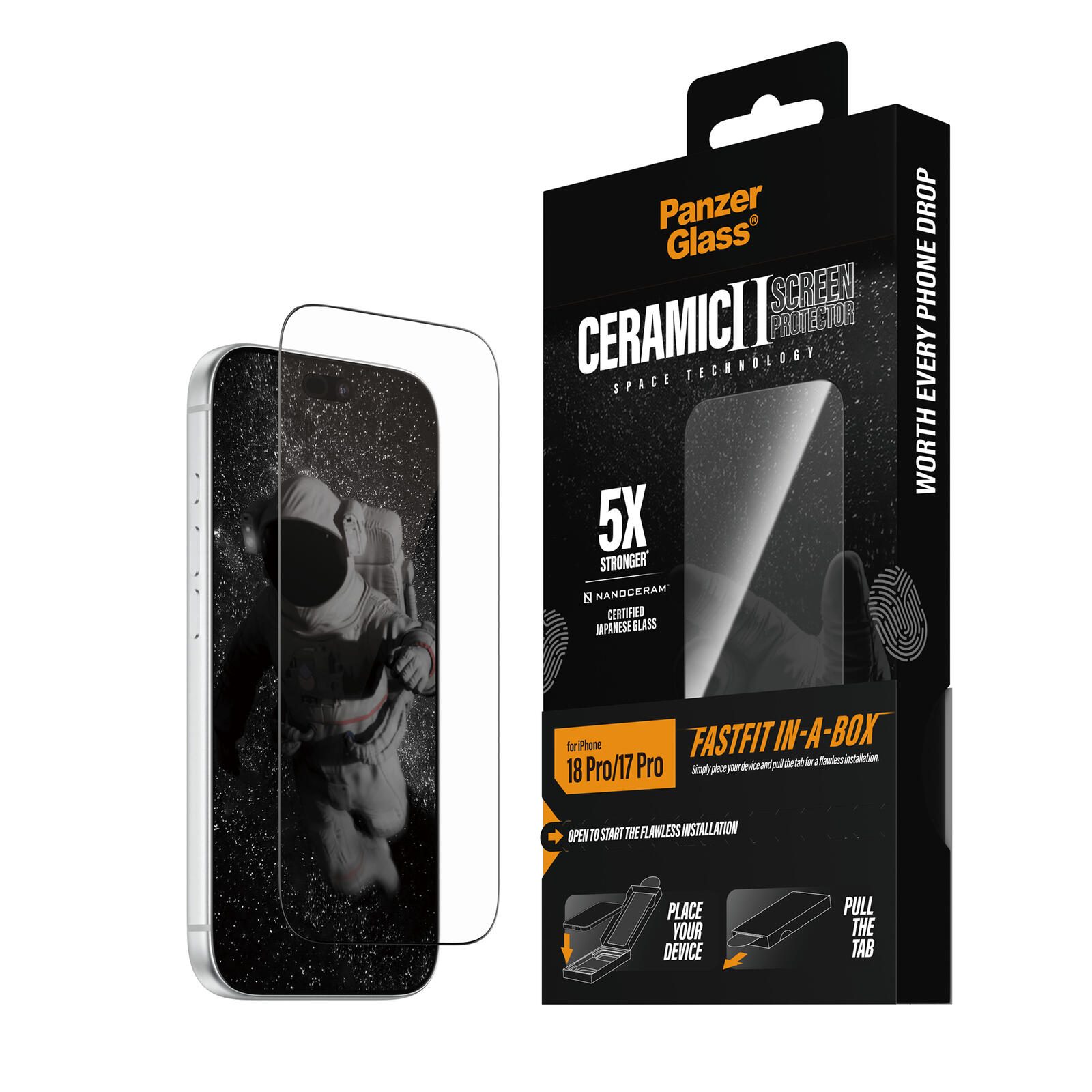 PanzerGlass™ PanzerGlass® Ceramic Displayschutz Ultra-Wide Fit, iPhone 18 Pro/17 Pro PG12640