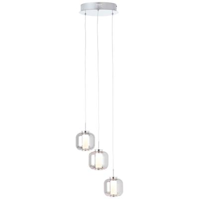 BRILLIANT Pendelleuchte "Rafa", grau (chrom, rauchglas), 3, Ø 22cm H: 125cm, 1 Stk., Leuchten, LED Hängelampe 3flg Rondell chrom/rauchglas, Pendelleuchte
