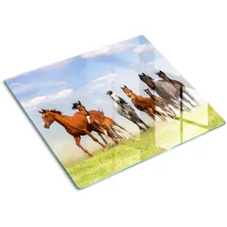 GLASPLATTE 60x52 cm Galoppierende Pferde