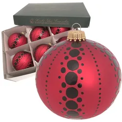 Krebs Glas Lauscha Kugeln Dot Christmas, Rot Satin, 8cm