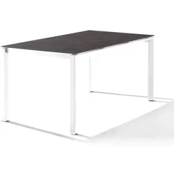 Sieger Gartentisch 160x90cm Polytec Beton dunkel-Gestell Weiß