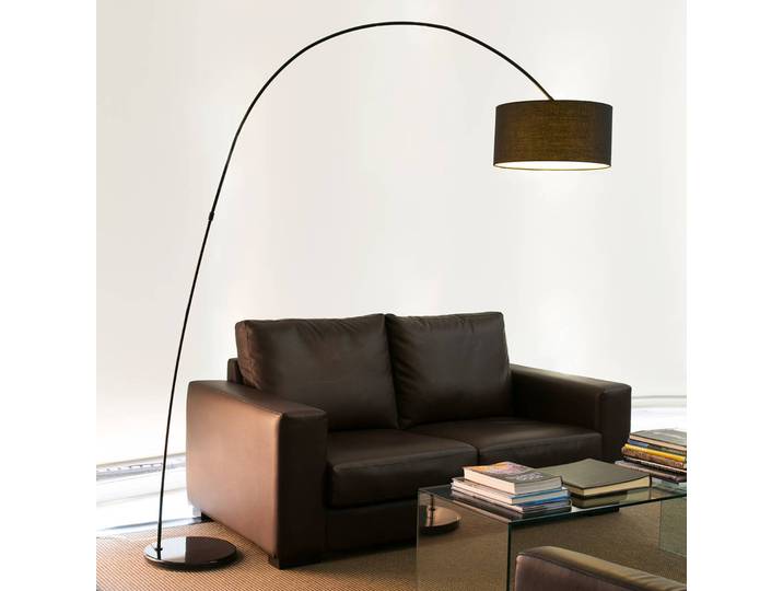 FARO BARCELONA Bogenlampe PAPUA, schwarz, für Wohn- / Esszimmer, Metall, Modern