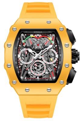 Fashion Sheath ONOLA Men Luxury Wine Barrel Quartz Sports Watch yellow