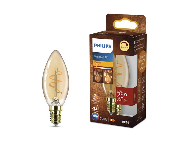 Philips LEDclassic Lampe Gold ersetzt 25W, E14, warmweiss (2200 Kelvin), Dekolampe, dimmbar