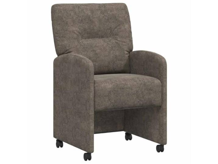 Coespram Esszimmerstühle 2er Set mit Rollen Kunstleder Dunkelgrau Ergonomische Polsterstühle mit Armlehne und Rollen für Esszimmer und Küche. Bezug aus Kunstwildleder in Dunkelgrau.