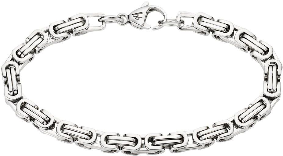 Edelstahlarmband BRUNO BANANI "Schmuck Geschenk Armkette Königskette 4-Kant-Optik Silber" Gr. 19, silber (edelstahlfarben), Armbänder, Herren, 19, Edelstahl, Edelstahlarmband edelstahlfarben 19, Edelstahl