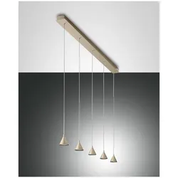 Fabas Luce Delta Pendelleuchte LED 5x8W Metall Gold edelmatt