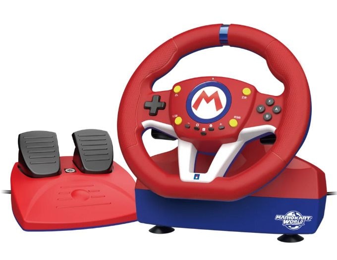 Hori Mario Kart Racing Wheel Pro Mini Rennrad Nintendo Switch 2 kabelgebunden (Rot, Blau) NSX-122E