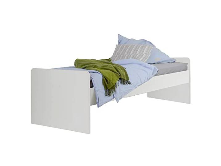 Lomadox Jugendzimmer Kinderzimmer Bett, Einzelbett, Bettgestell in weiß, B/H/T: ca. 95/58/204 cm
