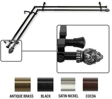 InStyleDesign Lotus Corner Window Double Curtain Rod 13/16 inch dia.
